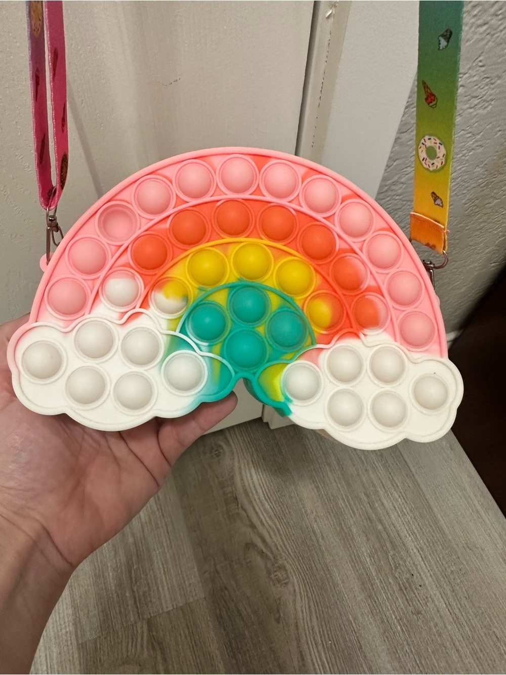 Rainbow Pop-It Crossbody Bag for Kids - Pink, White, Yellow, Teal